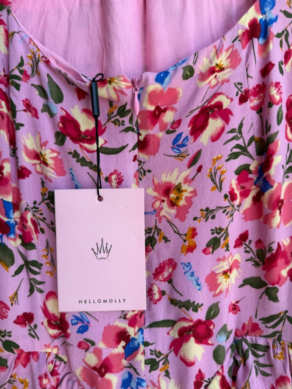 Hello Molly NWT Pink Floral Ruffle Mini Dress Open Back Tie Flutter Sleeve US 4 - Picture 8 of 16
